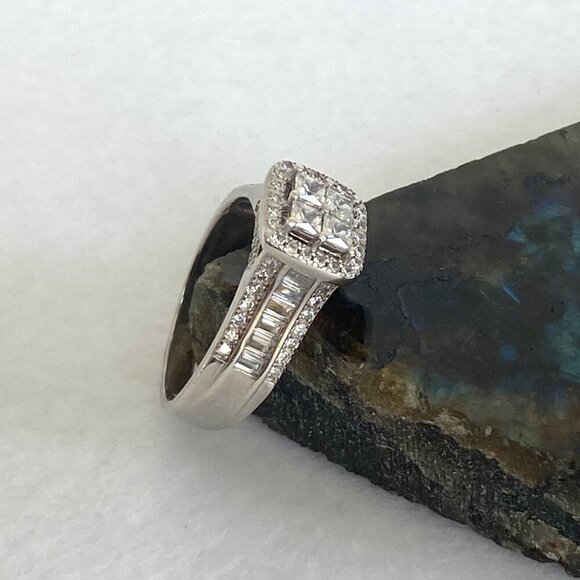 Sterling Silver 925 FZN Multi Stone Cubic Zirconia Engagement Ring Sz 6.75 - Picture 8 of 16